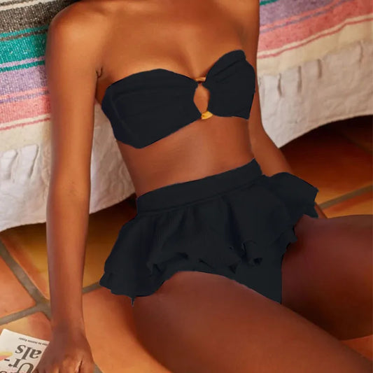 2 Pièces CULOTTE HAUTE VOLANTS