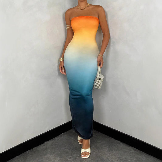 Robe bustier longue ARC EN CIEL