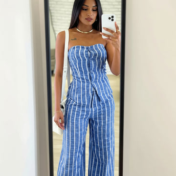 Ensemble pantalon bustier boutonné VICKY
